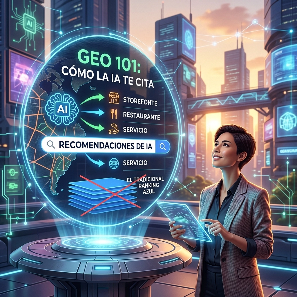 GEO 101: La guía para que la IA cite tu negocio (y no solo te dé el ranking azul de siempre)